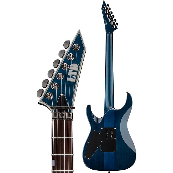 Open Box ESP LTD MH-401QM Electric Guitar Level 2 See-Thru Blue 888366032893