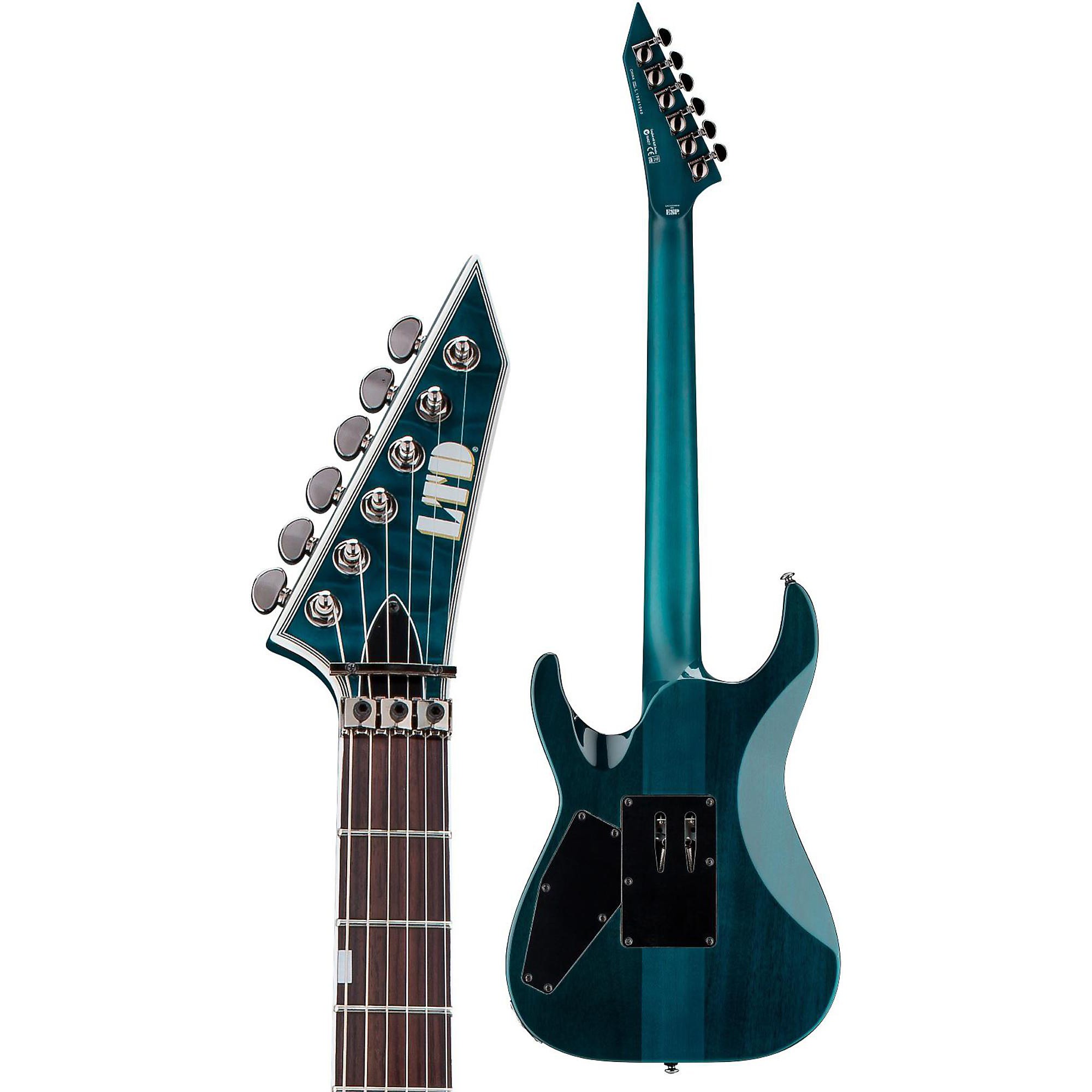 Open Box ESP LTD MH-401QM Electric Guitar See-Thru Aqua