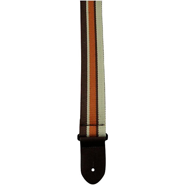 Perri's 2 In. Cotton Guitar Strap with Leather Ends Brown and Tan Stripe