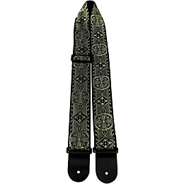 Perri's 2" Nylon Webbing Guitar Strap with Leather Ends Metallic Gold