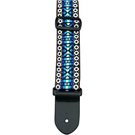 Perri's 2" Hootenanny Guitar Strap with Leather Ends Retro Blue and White