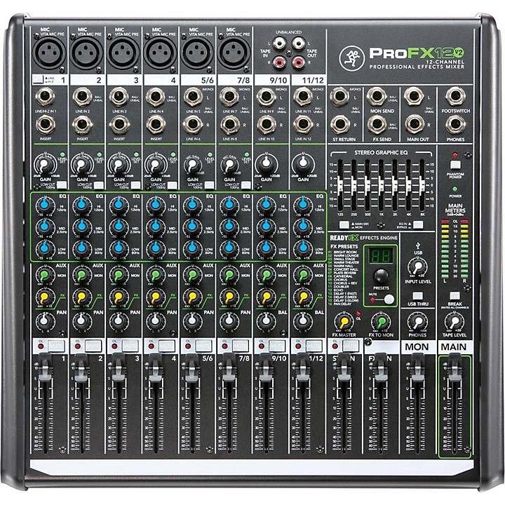 【極美品】MACKIE ProFX12 12チャンネルミキサー Mackie ProFX12v2 12-Channel Professional FX Mixer with USB