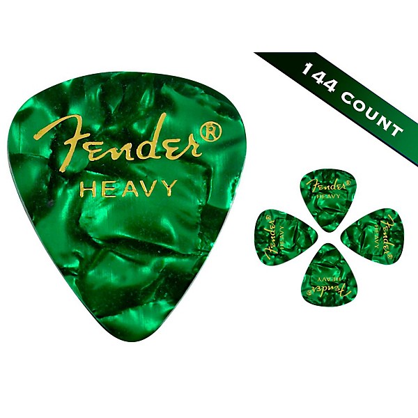 Fender 351 Premium Heavy Guitar Picks - 144 Count Green Moto