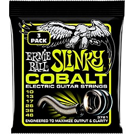 Ernie Ball 3721 Cobalt Regular Slinky Electric Guitar Strings 3-Pack