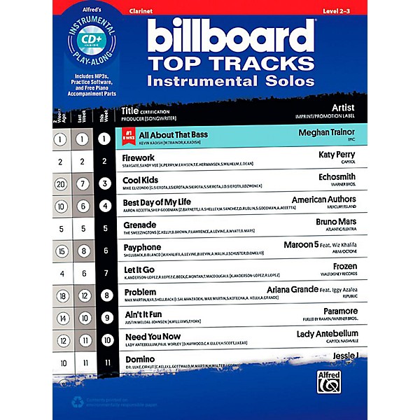 Alfred Billboard Top Tracks Instrumental Solos - Clarinet Book & CD Play-Along