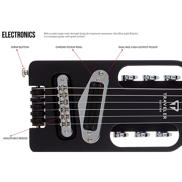 Open Box Traveler Guitar Ultra-Light Electric Travel Guitar Level 1 Black