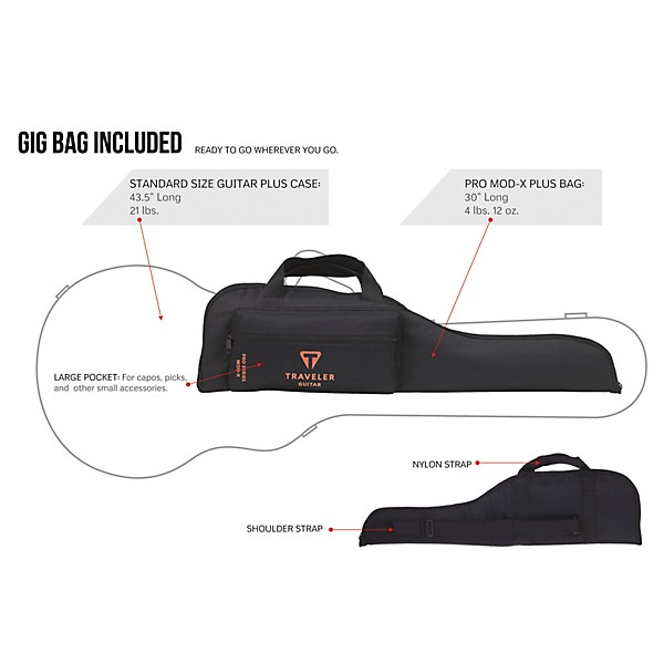 Open Box Traveler Guitar Pro-Series Mod-X Hybrid Electric Travel Guitar Level 2 Satin Black 190839404756