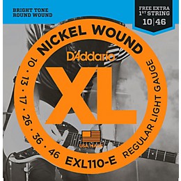 D'Addario EXL110-E Light Electric Guitar Strings 3-Pack with 3 Bonus High E Strings (10-46)