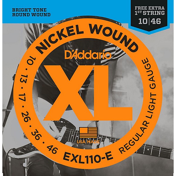 D'Addario EXL110-E Bonus Pack: Light Electric Guitar Strings 10 Pack with 10 Bonus High E Strings (10-46)