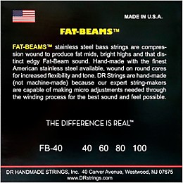 DR Strings DO NOT USE Fat-Beams Stainless Steel Lite 4-String Bass Strings (40-100)