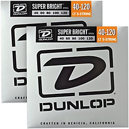 Dunlop Super Bright Steel Light 5-String Bass Guitar Strings (40-120) 2-Pack