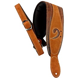 LM Products 3" Leather Bass Clef Padded Guitar Strap Brown