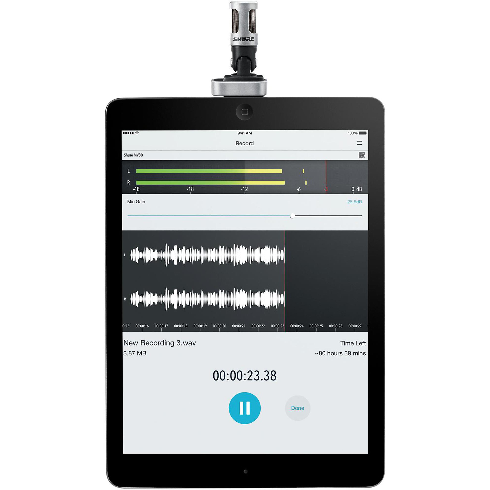 Shure MV88 Digital Stereo Condenser Microphone For IOS Devices
