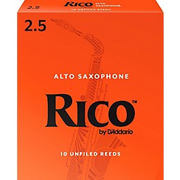 Rico Alto Saxophone Reeds, Box of 10 Strength 2.5 Rico Alto Saxophone Reeds, Box of 10 Strength 2.5