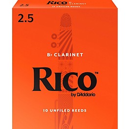 Rico Bb Clarinet Reeds, Box of 10 Strength 2 Rico Bb Clarinet Reeds, Box of 10 Strength 2.5