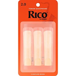 Rico Tenor Saxophone Reeds, Box of 3 Strength 2 Rico Tenor Saxophone Reeds, Box of 3 Strength 2