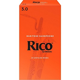 Rico Baritone Saxophone Reeds, Box of 25 Strength 3.5 Rico Baritone Saxophone Reeds, Box of 25 Strength 3