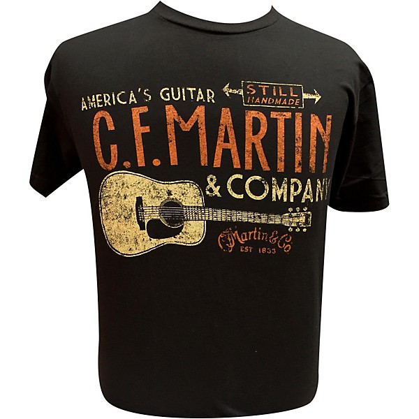Martin Guitar Body On Front T-Shirt Black Medium