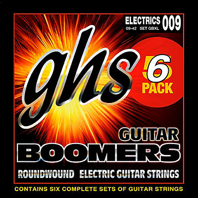 Ghs Boomers Gbxl Extra Light Electric Guitar Strings (9-42) 6-Pack for sale