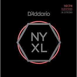 D'Addario NYXL1074 8-String Light Top/Heavy Bottom Nickel Wound Electric Guitar Strings (10-74)