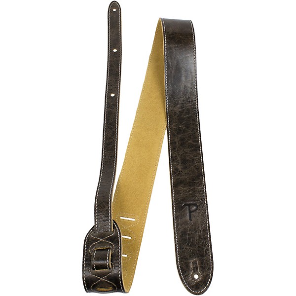 Perri's Italian Garment Leather Guitar Strap with Premium Suede Backing Vintage Brown 2" Width