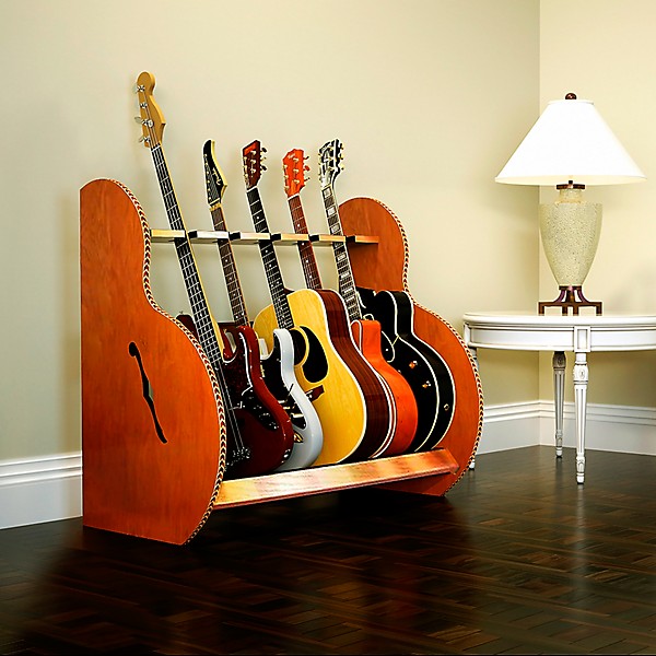 A&S Crafted Products Session Deluxe Guitar Stand Red Oak Short Size (5-7 Cases)