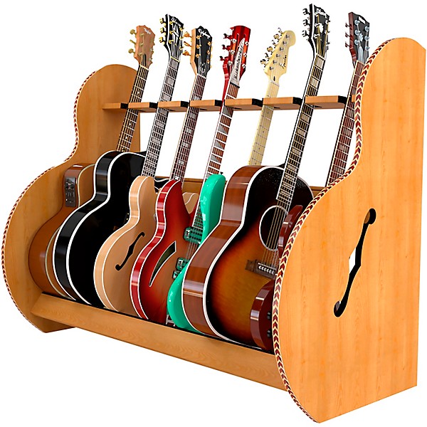 A&S Crafted Products Session Deluxe Guitar Stand Red Oak Full Size (7-9 Cases)