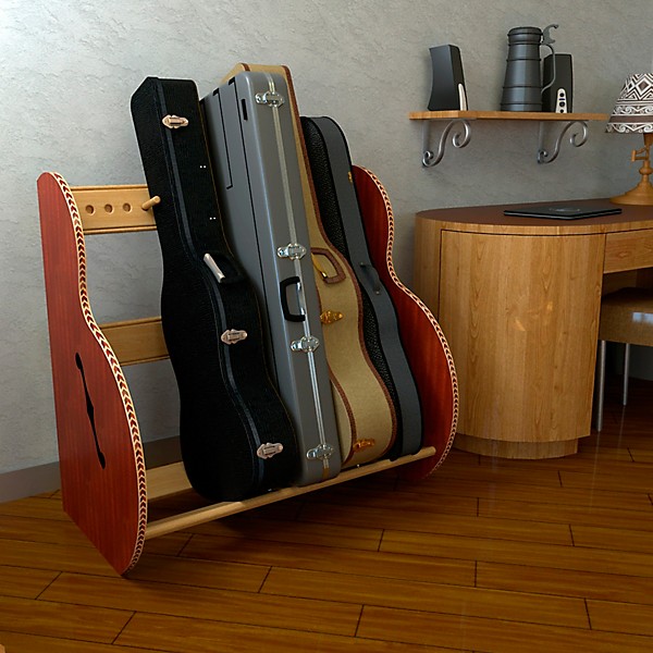 A&S Crafted Products Studio Deluxe Special-Edition Guitar Case Rack Mahogany Short Size (5-7 Cases)