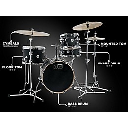 DW Design Series Mini-Pro 4-Piece Shell Pack With 16" Bass Drum Satin Black