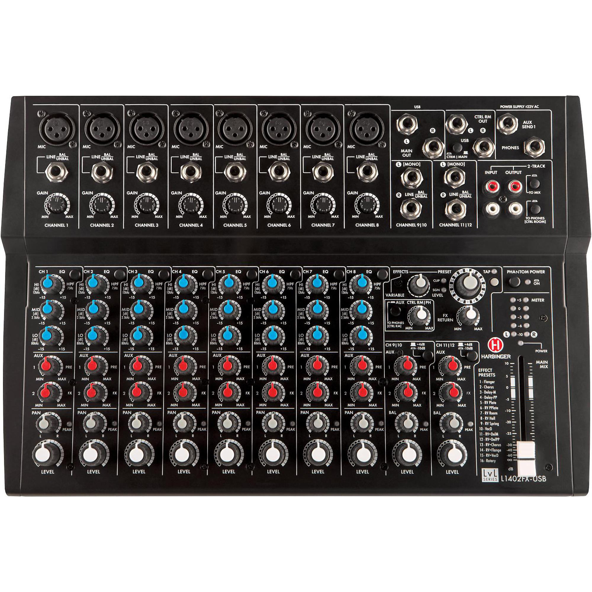 Harbinger L1402FX-USB 14-Channel Mixer With Digital Effects and