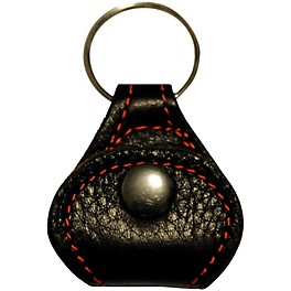 Perri's Garment Leather Keychain Guitar Pick Holder Italian Black On Cherry Red