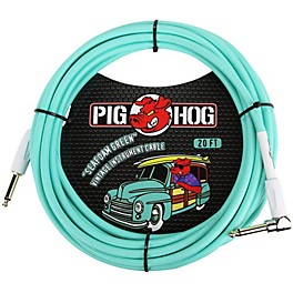 Pig Hog Right Angle Instrument Cable 20 ft. Tartan Plaid Pig Hog Right Angle Instrument Cable 20 ft. Seafoam Green