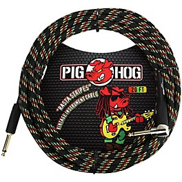 Pig Hog Right Angle Instrument Cable 20 ft. Daphne Blue Pig Hog Right Angle Instrument Cable 20 ft. Rasta Stripes