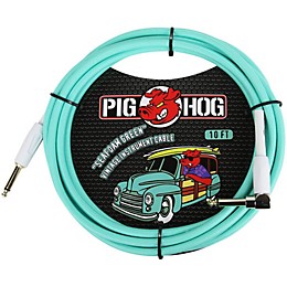 Pig Hog Right Angle Instrument Cable 10 ft. Seafoam Green