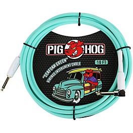 Pig Hog Right Angle Instrument Cable 10 ft. Rasta Stripes Pig Hog Right Angle Instrument Cable 10 ft. Seafoam Green