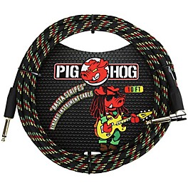 Pig Hog Right Angle Instrument Cable 10 ft. Rasta Stripes Pig Hog Right Angle Instrument Cable 10 ft. Rasta Stripes