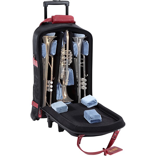 Gard Triple Trumpet Wheelie or 2 Trumpets + Piccolo Black Synthetic with Burgundy Leather Trim