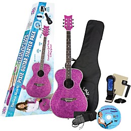 Daisy Rock Pixie Acoustic Guitar Starter Pack Pink Sparkle