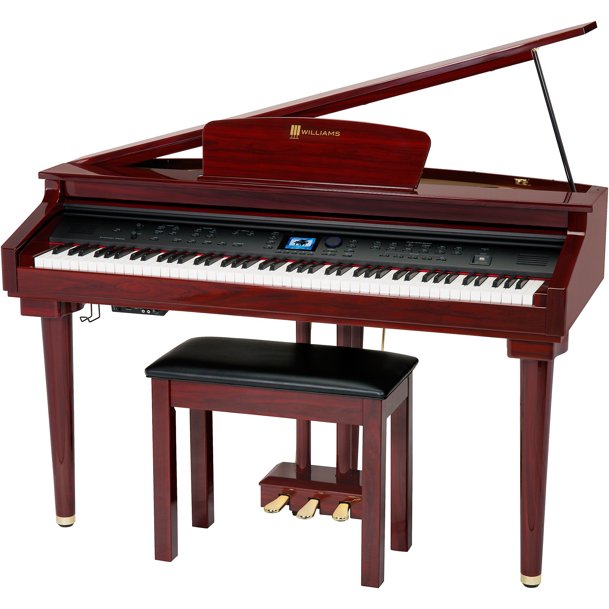 Williams Symphony Grand Digital Piano With Bench Mahogany Red