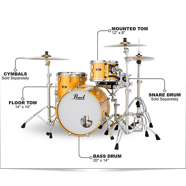 Pearl Vintage Hybrid Wood Fiberglass Series 3-Piece Shell Pack with 20 in. Bass Drum Platinum Mist