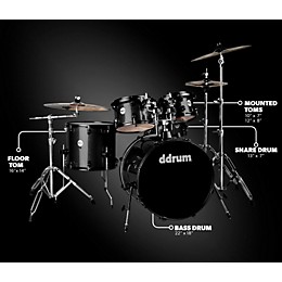 ddrum Journeyman2 Series Player 5-piece Drum Kit with 22 in. Bass Drum Black Sparkle
