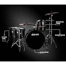 ddrum Journeyman2 Series Rambler 5-piece Drum Kit with 24 in. Bass Drum Black Sparkle