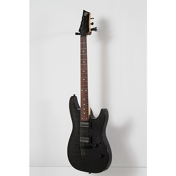 Open Box Rogue REL350 String-Thru Body Quilt Top Electric Guitar Level 2 Transparent Black 190839217684