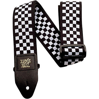 Ernie Ball Jacquard Polypro Guitar Strap Black And White Checkered for sale
