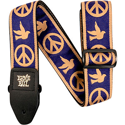 Ernie Ball Jacquard Polypro Guitar Strap Peace Love Dove Beige/Navy Blue for sale