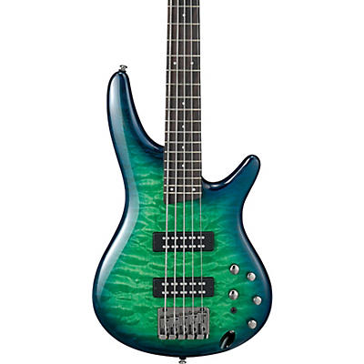 Ibanez Sr405eqm Quilted Maple 5-String Electric Bass Guitar Surreal Blue Burst Gloss for sale