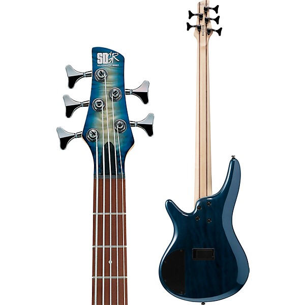 Ibanez SR405EQM Quilted Maple 5-String Electric Bass Guitar Stained Cosmic Blue Starburst