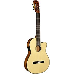 Open Box Kala KA-GTR-SMTN-E Thinline Nylon String Acoustic-Electric Guitar Level 2 Natural 888366009031