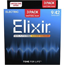 Elixir Electric Guitar Strings With NANOWEB Coating, Super Light