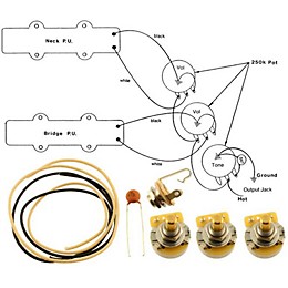Open Box Allparts EP-4129-000 Wiring Kit for Jazz Bass Level 1